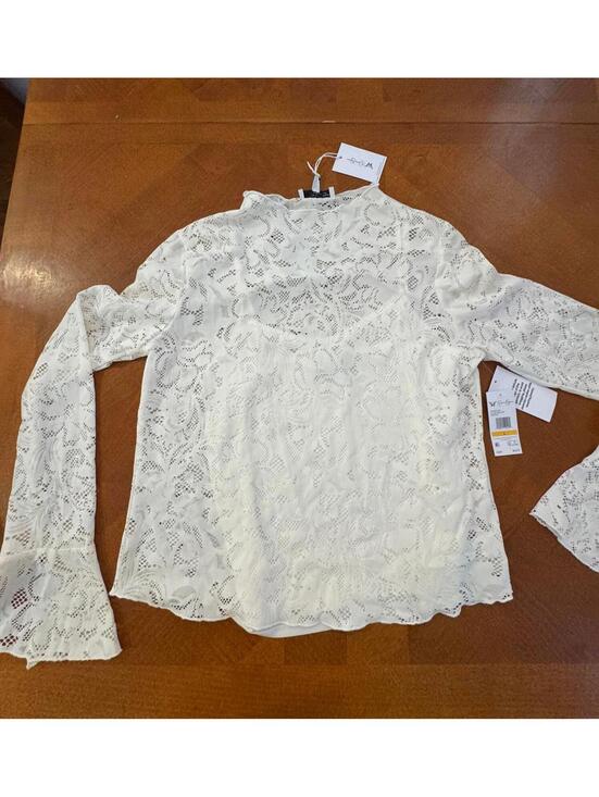 Jessica Simpson Tops - Jessica Simpson White Lace Long Sleeve Blouse Size Large 1-121